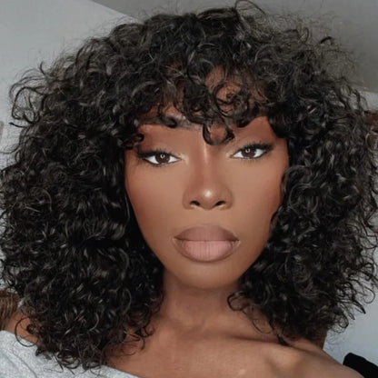 ✨ Short Curly Bob Wig with Bangs – Natural & Effortless Glam✨