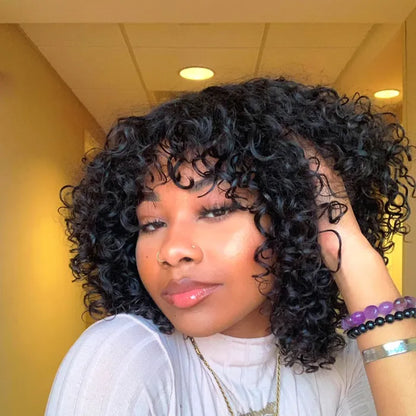 ✨ Short Curly Bob Wig with Bangs – Natural & Effortless Glam✨